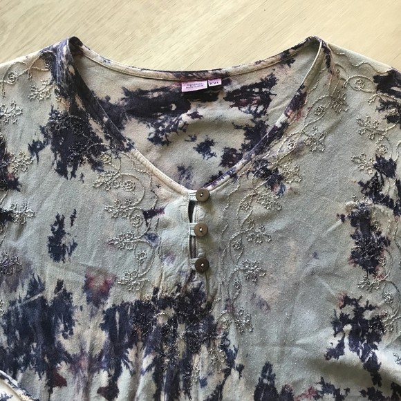 Tie Dyed Embroidered Tunic Long Line 3/4 sleeve boho hippie festival 2XL - Picture 3 of 9